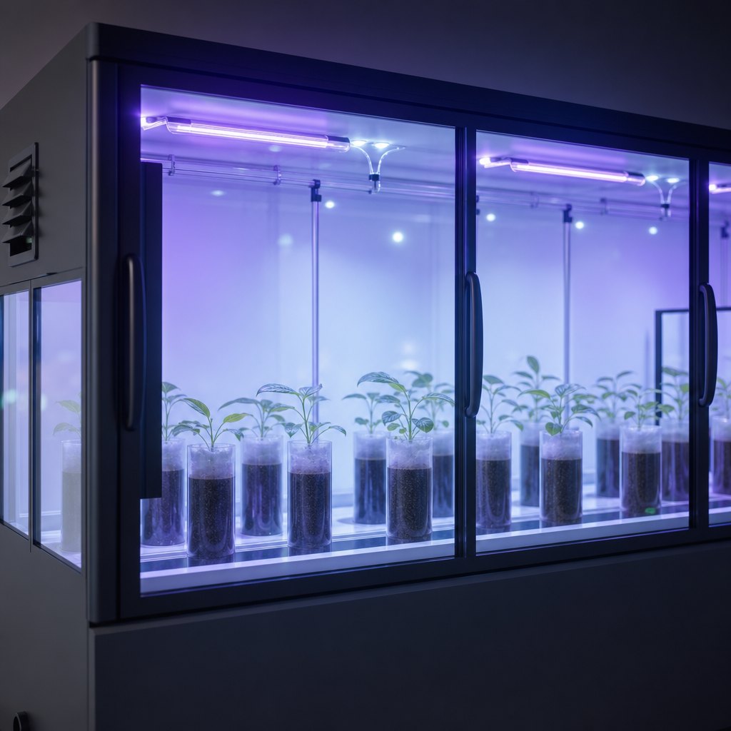Biosecurity lighting in chamber