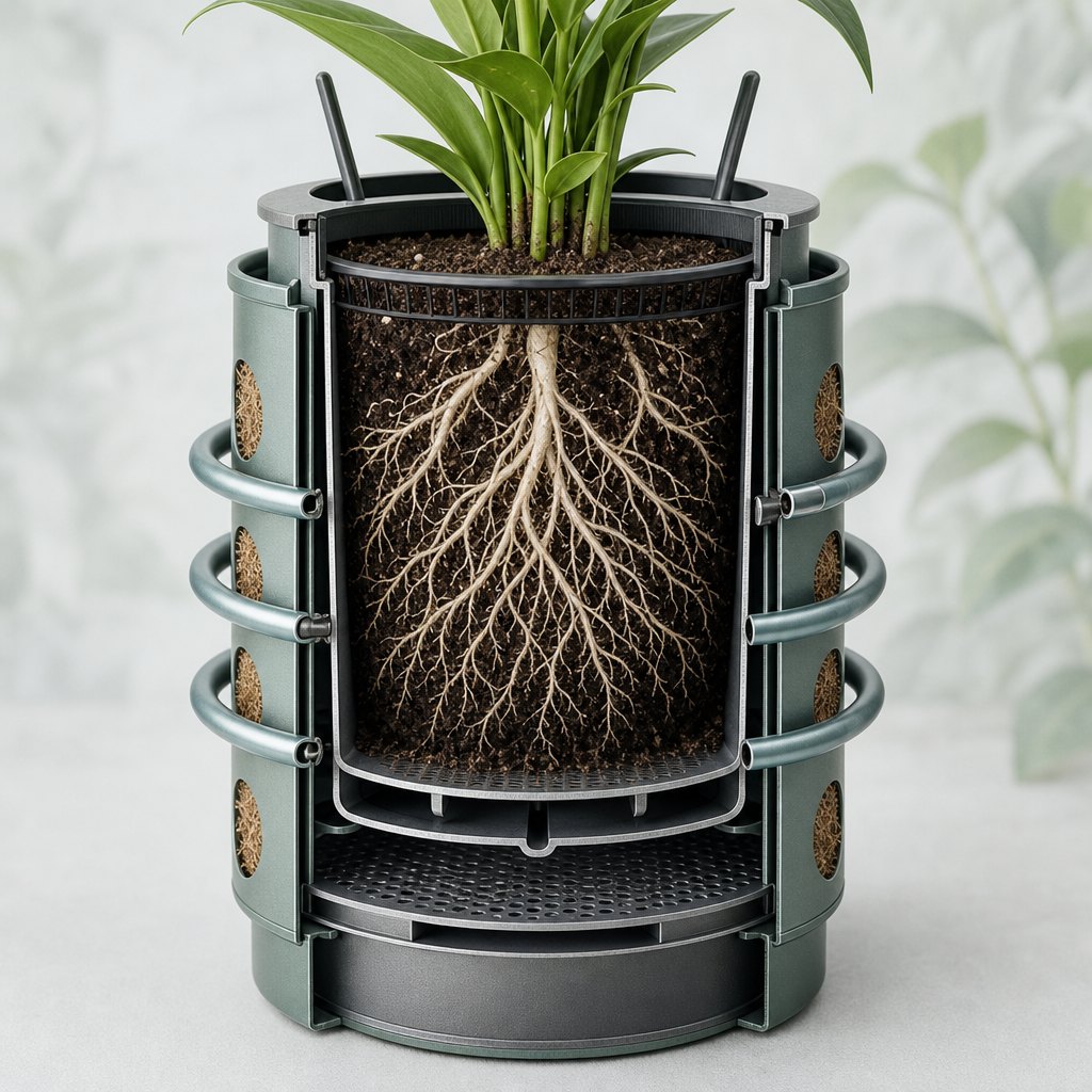 Breathing container with cooling coils